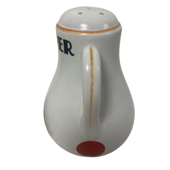 Vintage Hall China Pepper Flour Shaker Red Dot White Ceramic Mid Century Modern - Picture 7 of 7
